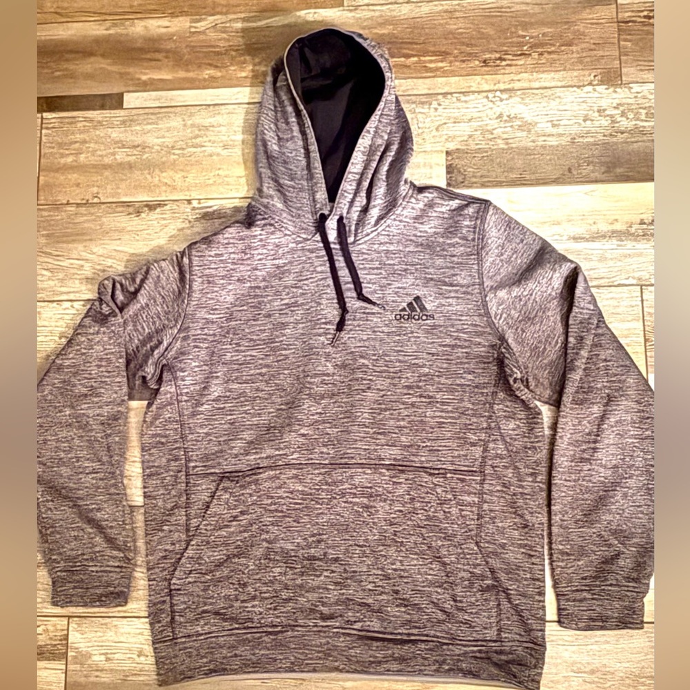 ADIDAS MENS HOODIE TWEED GRAY SIZE LARGE NWOT